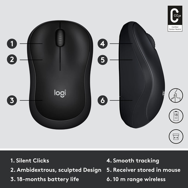 LOGITECH M220 SILENT MOUSE, WIRELESS BLACK