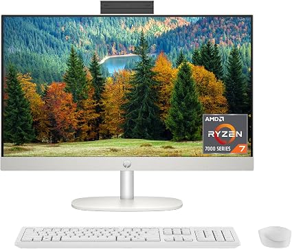 DESKTOP HP ALL IN ONE 24 CR0014L AMD RYZEN 7 7730U 8GB 512SSD 24IN DOS  WHITE 1 YR WARRANTY BLACK